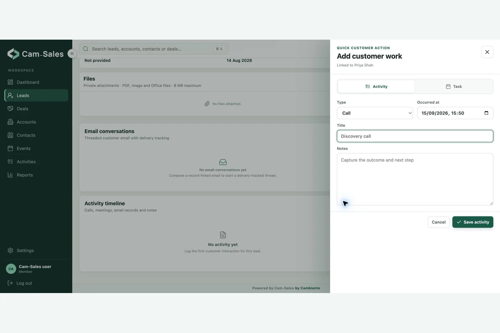 Contextual activity composer