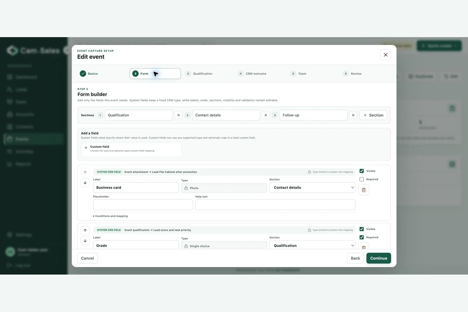 Event Studio form configuration